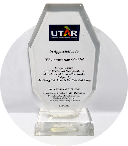 UTAR - In Appreciation to  IPE Automation Sdn. Bhd.